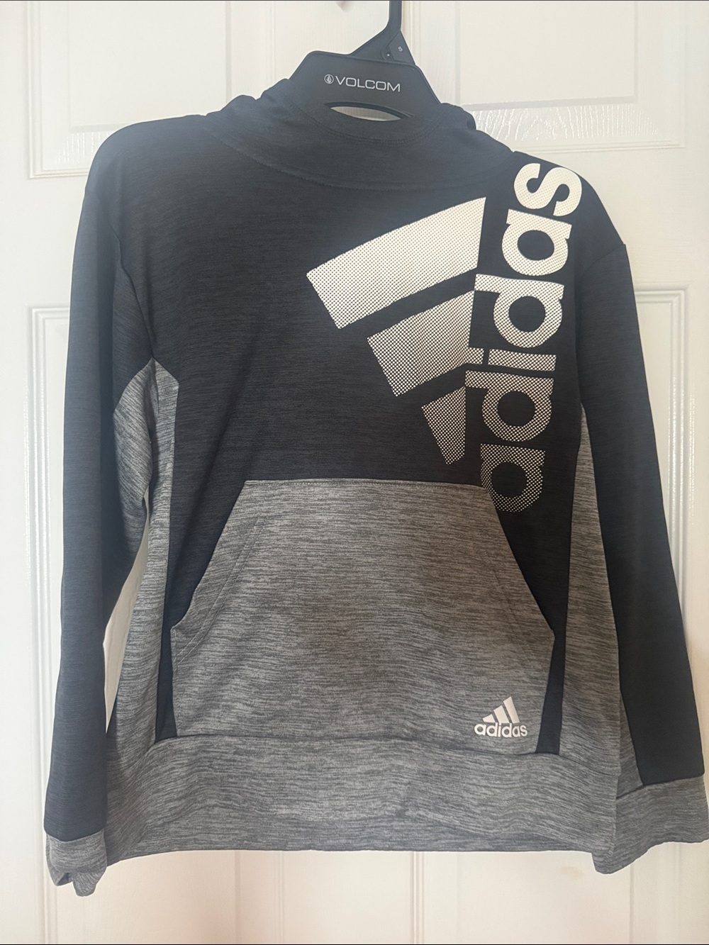 adidas kid’s Black & Gray Crewneck Pullover with Large Logo